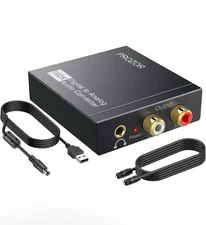 Prozor 192khz Digital To Analog Audio Converter Optical Spdif To Rca 3.5mm Read