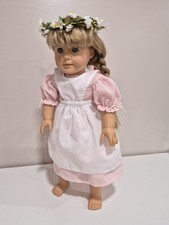 American Girl Kirsten Birthday Outfit Apron Dress Daisy Wreath Retired 3pc