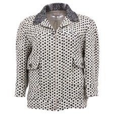 Chanel Polka Dot Zipped Jacket In Black And Cotton Tweed Women White Size 36