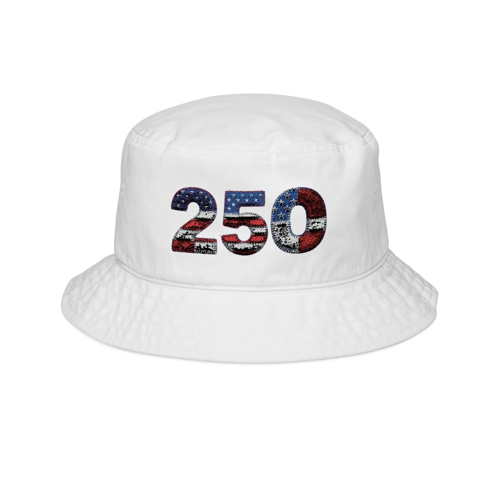 American Flag 250 Embroidered Bucket Hat | Patriotic Number Design