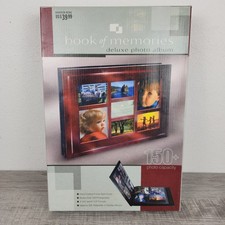 Book of Memories Photo Album Deluxe Maroon Wood Frame Holds 150 Photos NEW