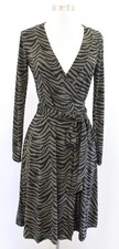 NWT Banana Republic Olive Green Black Zebra Print Jersey Faux Wrap Dress Size XS