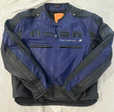 ICON Mens Sz L Leather Motorhead Asphalt Technologies Padded Motorcycle Jacket