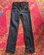Mamalicious Maternity Slim Skinny Jeans Black Dark Wash Stretch Pockets L 34"
