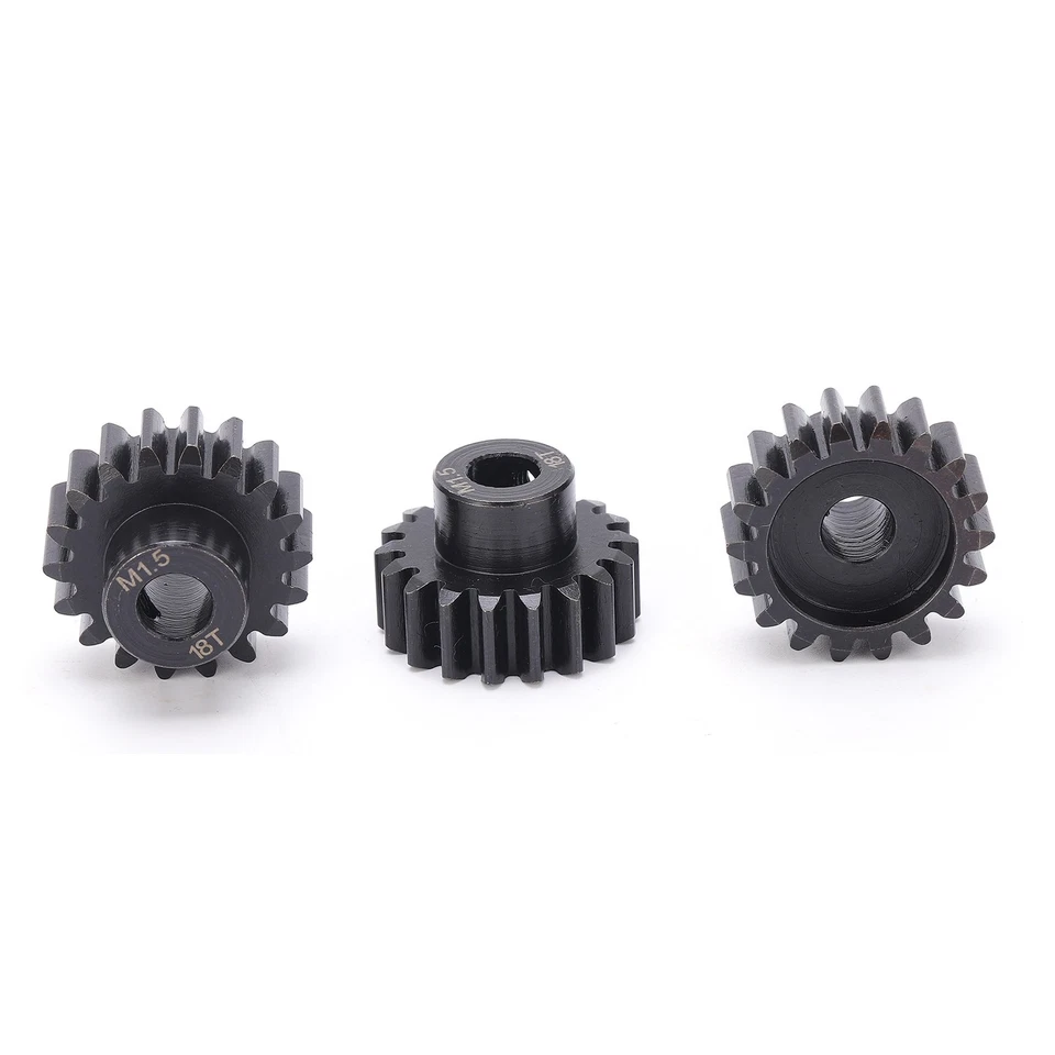 3x Steel Pinion Motor Gear M1.5 8mm 18T Shaft For 1/6 1/5 RC Model Car Motor - Image 2 of 4
