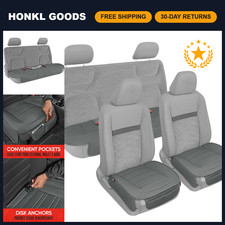 Faux Leather Car Seat Covers Full Set For Cars Trucks Suvs - Gray Padded With