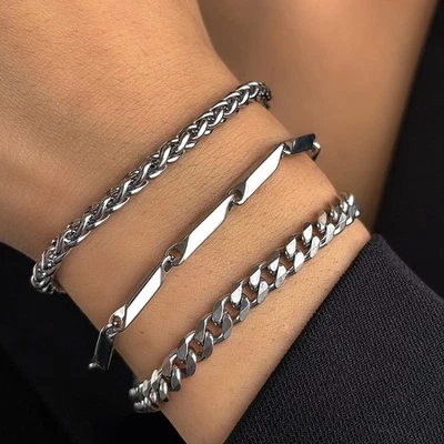 Bracelet chaîne maillon acier inoxydable plaqué or 17 cm plus extension 5 cm - Photo 1/4