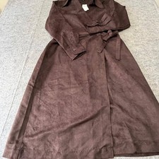 Banana Republic Brown Faux Suede Wrap Midi Dress Long Sleeve NWT Size 12