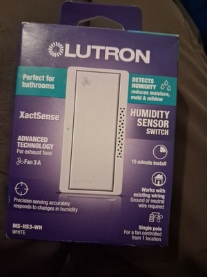 Lutron Xactsense Humidity Sensor Switch for Bathroom Exhaust Fans Single