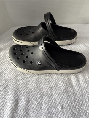 Crocs Crocband II Clogs Unisex M 13  Black White Slip On Rubber Comfort