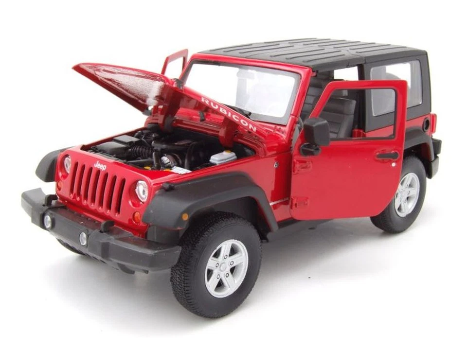 Jeep Wrangler Rubicon Chiuso 2007 Rosso Modellino Auto 1:24 Welly - Immagine 4 di 4