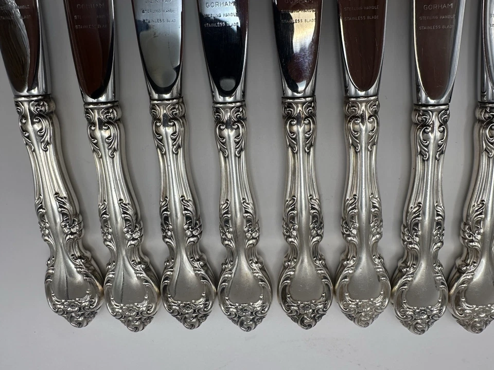 Cuchillo Melrose by Gorham tamaño cena esterlina-francés-8 1/2" JUEGO DE 12 sin mono. Foto 4 de 4