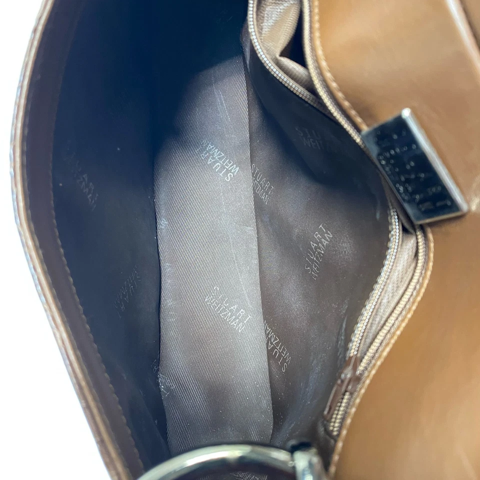 Bolso de Hombro Stuart Weitzman Cuero Repujado Cocodrilo Marrón Foto 4 de 4