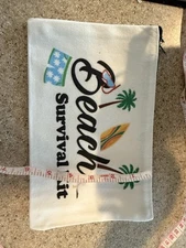 Beach Travel Makeup Bag Beach Survival Kit Zippered Small Organizer Pouch