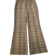JCPenney Vintage Pull on Tan Plaid Wide-Leg Flare Women's Pants M