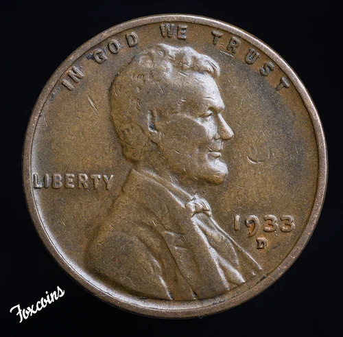 🇺🇸  1933-D Lincoln Wheat Cent Penny EF Details.  Actual Coin Pictured