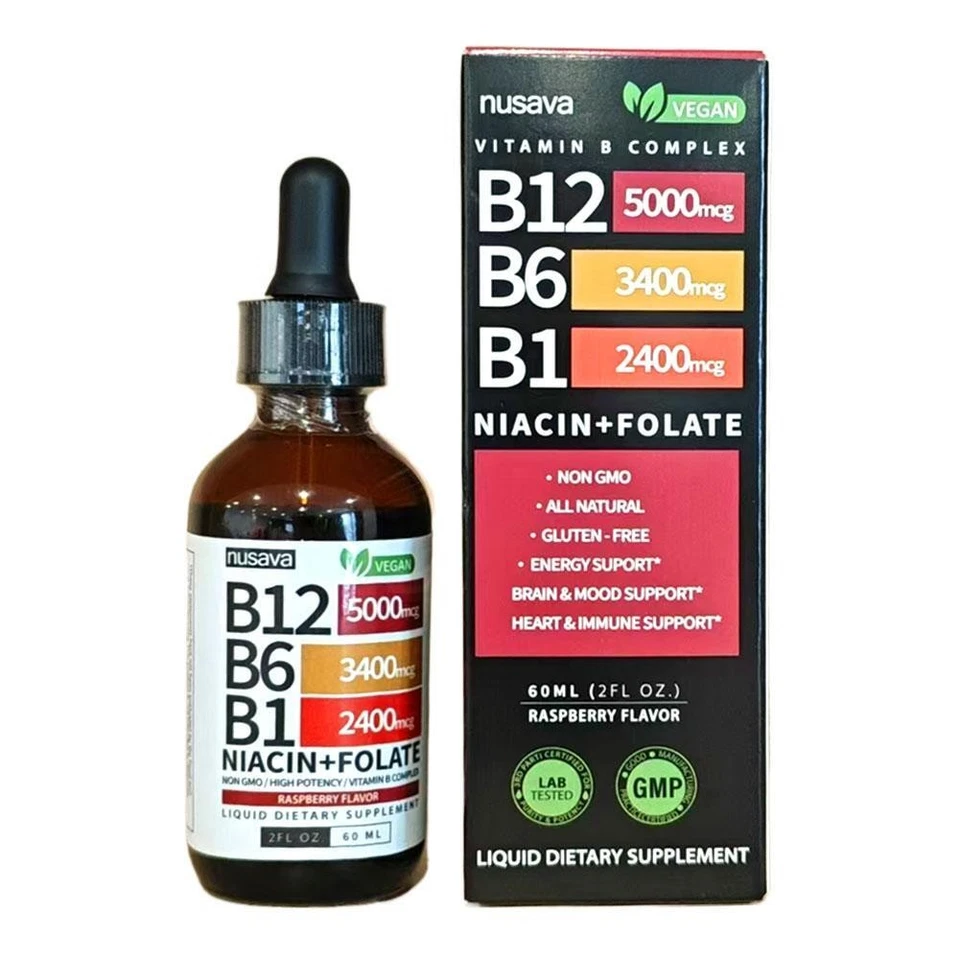 1-3X Vitamin B12 and B6 Liquid Drops, B12 Sublingual BComplex - B12 5000mcg60ml - Bild 2 von 4