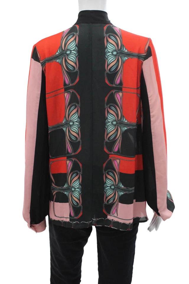 Blusa Top Clover Canyon Mujer Estampada Cuello Corbata Manga Larga Negra Multi Talla M Foto 3 de 4