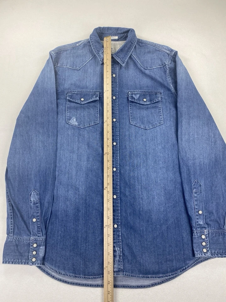 Camisa Western American Eagle Para Hombre Denim Perla A Presión Talla XL Alta Calce Vintage Foto 3 de 4