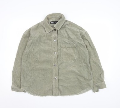 Zara Damen Jacke grün Cord Knopfleiste XS