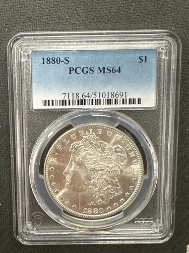 1880 S Morgan Silver Dollar $1 PCGS MS64