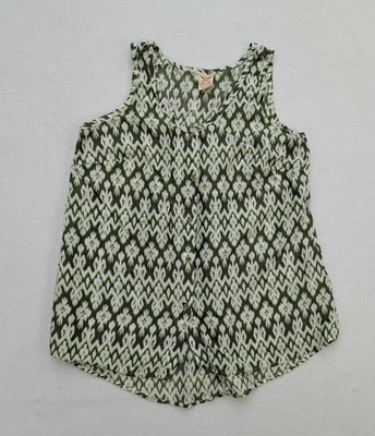 Faded Glory Tank Top Size M 8-10 Green Peasant Bohemian Boho