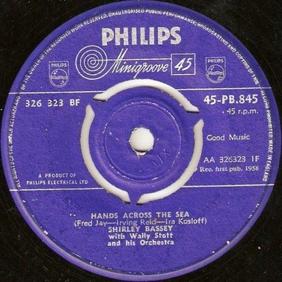 Shirley Bassey With Wally Stott & His Orchestra - Hands Across The Sea (7'', S...
