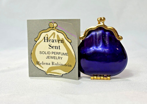 Vtg Helena Rubinstein HEAVEN SENT Solid Perfume Jewelry Purple Kiss Clasp