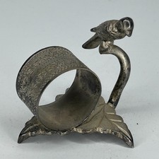 Antique Victorian Meridan Silver Plate Bird Leaf Napkin Ring Holder