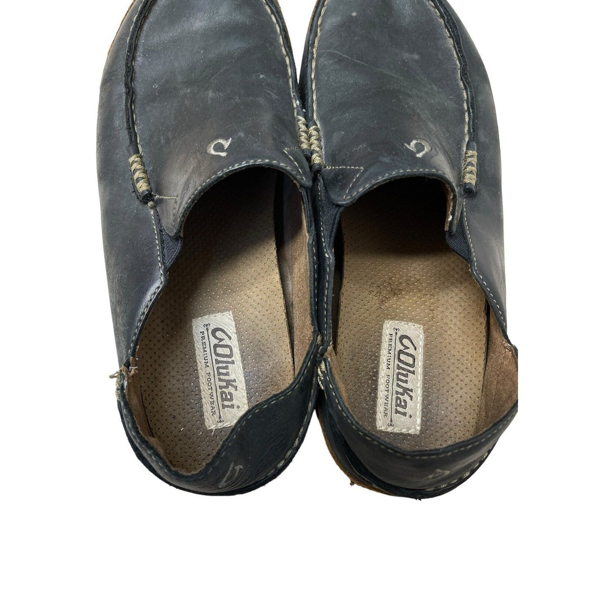 Olukai Moloa Slipper Size 8.5 Black Leather Casual Loafers  display picture 1