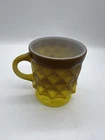 Vintage Mug Anchor Hocking Fire King Kimberly Diamond Brown Yellow Coffee