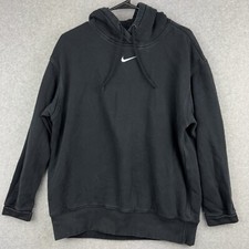 Nike Hoodie Womens XS Black Pullover Center Swoosh Oversized Essential
