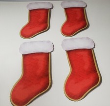 Christmas Stocking Die Cut Decoration Set Of 4 Vintage NOS