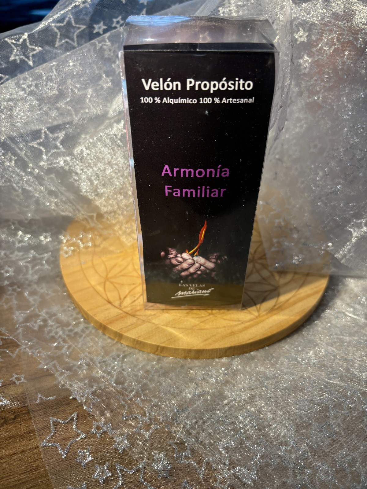 Bougie de vœux Harmonie familiale anti-stress à combustion longue de 45 heures