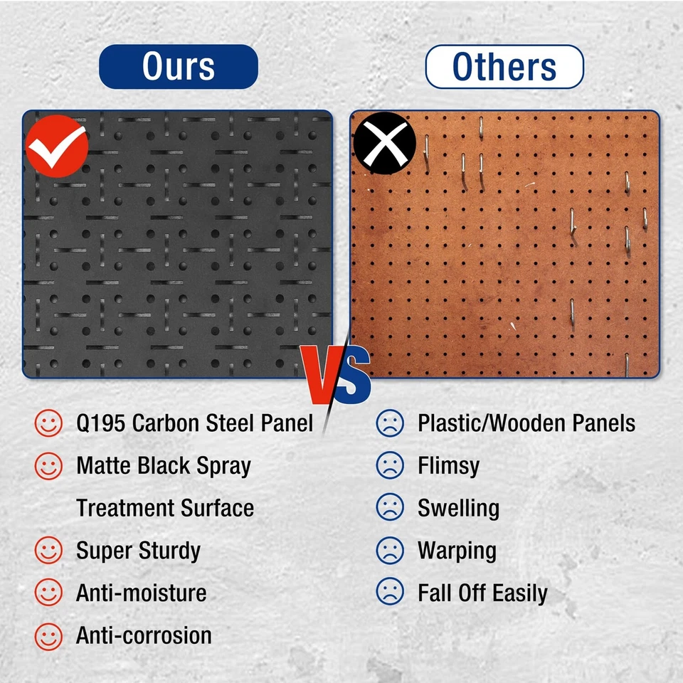 WORKPRO 3PACK Metal Pegboard 16"x 32" Heavy Duty Garage Peg Board Wall Organizer - Image 2 of 4