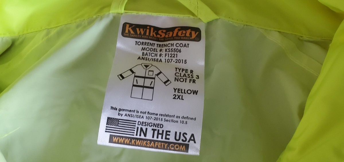 Reflective Work Trench Coat KwikSafety TORRENT High Visibility Rain Jacket - ANSI OSHA Compliant Class 3 Safety Coat OSHA Compliant Waterproof Safety Gear - Foto 4