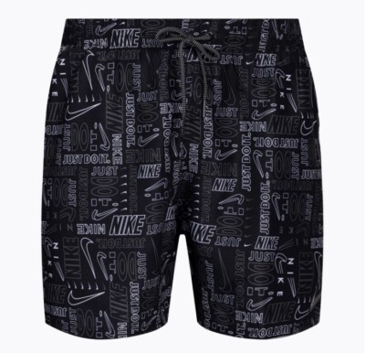Nike Men's Just Do it All Over Logo Swim Shorts Black (Size XL) | eBay