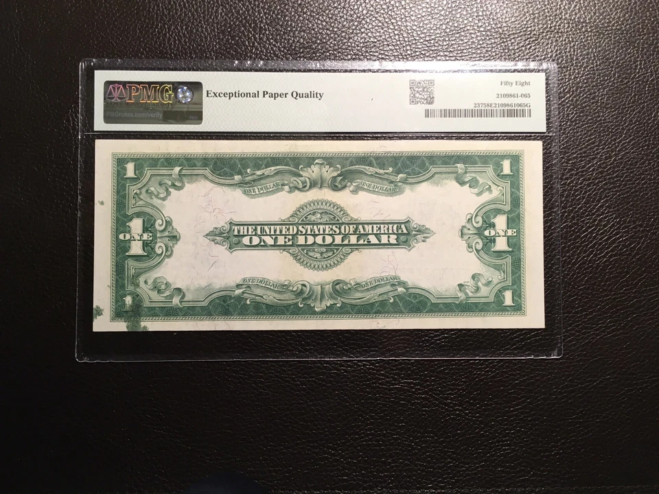 1.00 1923 Large Silver Certificate Error Ink Smear PMG 58 EPQ Hard To Find Note - Image 3 of 4