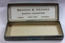 BENSON & HEDGES No. 3 PLAIN END RUSSIAN CIGARETTES EMPTY TOBACCO BOX w/TAX STAMP