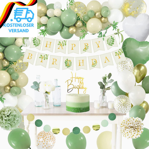 Geburtstagsdeko GrüN Gold,Deko Geburtstag MäDchen,Dschungel Kindergeburtstag Dek-image
