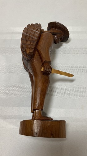 Vintage Hand-carved Barefoot LABORER Man Wooden FOLK ART Statue Figurine 9 3/4" - Picture 10 of 18