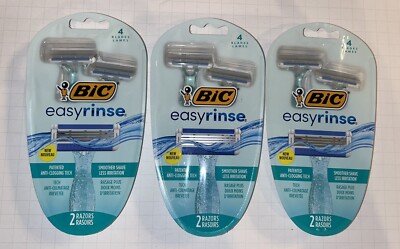 BIC Easy Rinse Women's Disposable 4 Blade Razors 2 Count Lot of 3