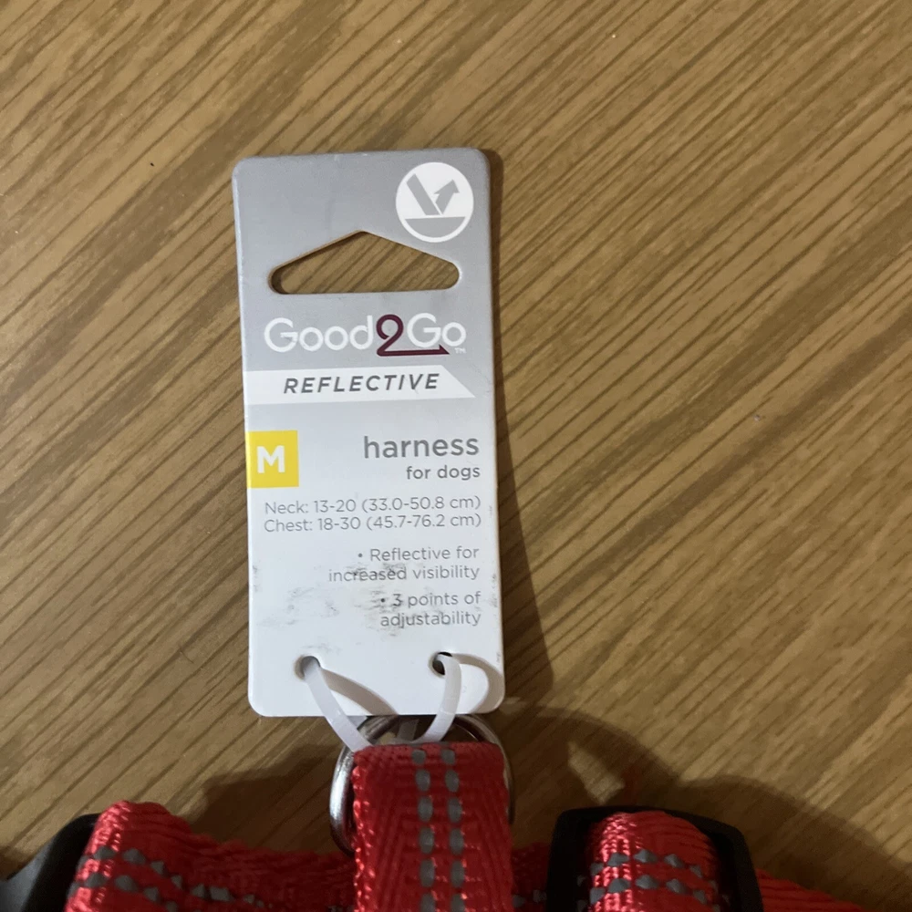 Dog Harness And 4 Ft Lead Red reflective Medium
