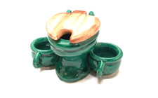 Antique Mustard Salt Pepper Toilet Shape Green Style St Clement Rated S.2
