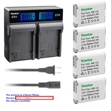 Kastar Battery LCD Rapid Charger for Canon NB-12L NB-12LH NB12L NB12LH Battery