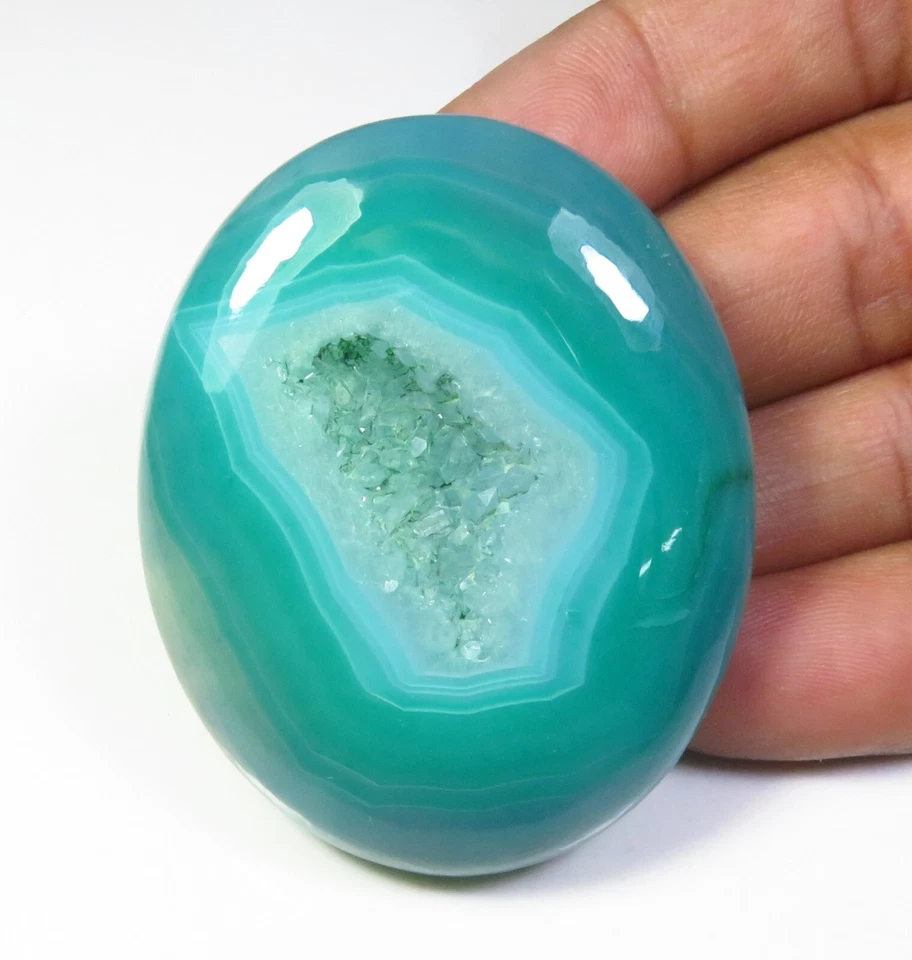 Window Oval Green Agate Gemstone 51x41 mm Natural Onyx Geode Druzy Cabs OD-1257 - Image 2 of 4