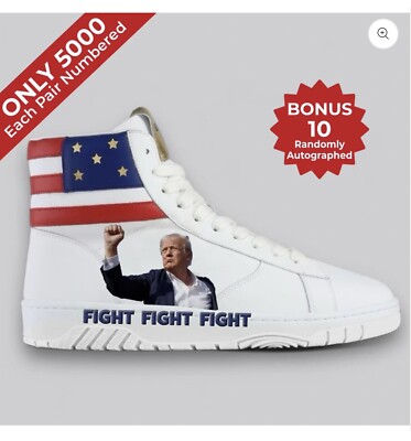 NEW‼️Donald Trump FIGHT FIGHT FIGHT High-Tops Sneakers - in White Multiple Sizes Trump Sneakers Just Dropped a Timberland-Style Boot | GQ main image 4