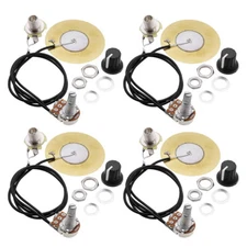 4 PCS 50MM Guitar Pickup Piezo Tranucer Prewired Amplifier with 6.35MM Outpu #PL