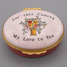 Halcyon Days Enamels Trinket Box "Let This Convey My Love to You" Flowers