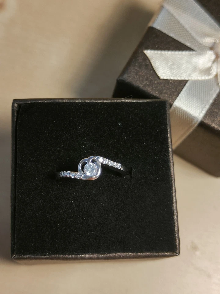 Anello donna argento 925 Gioiello pietra centrale zircone brillante Size 15 - Immagine 2 di 4